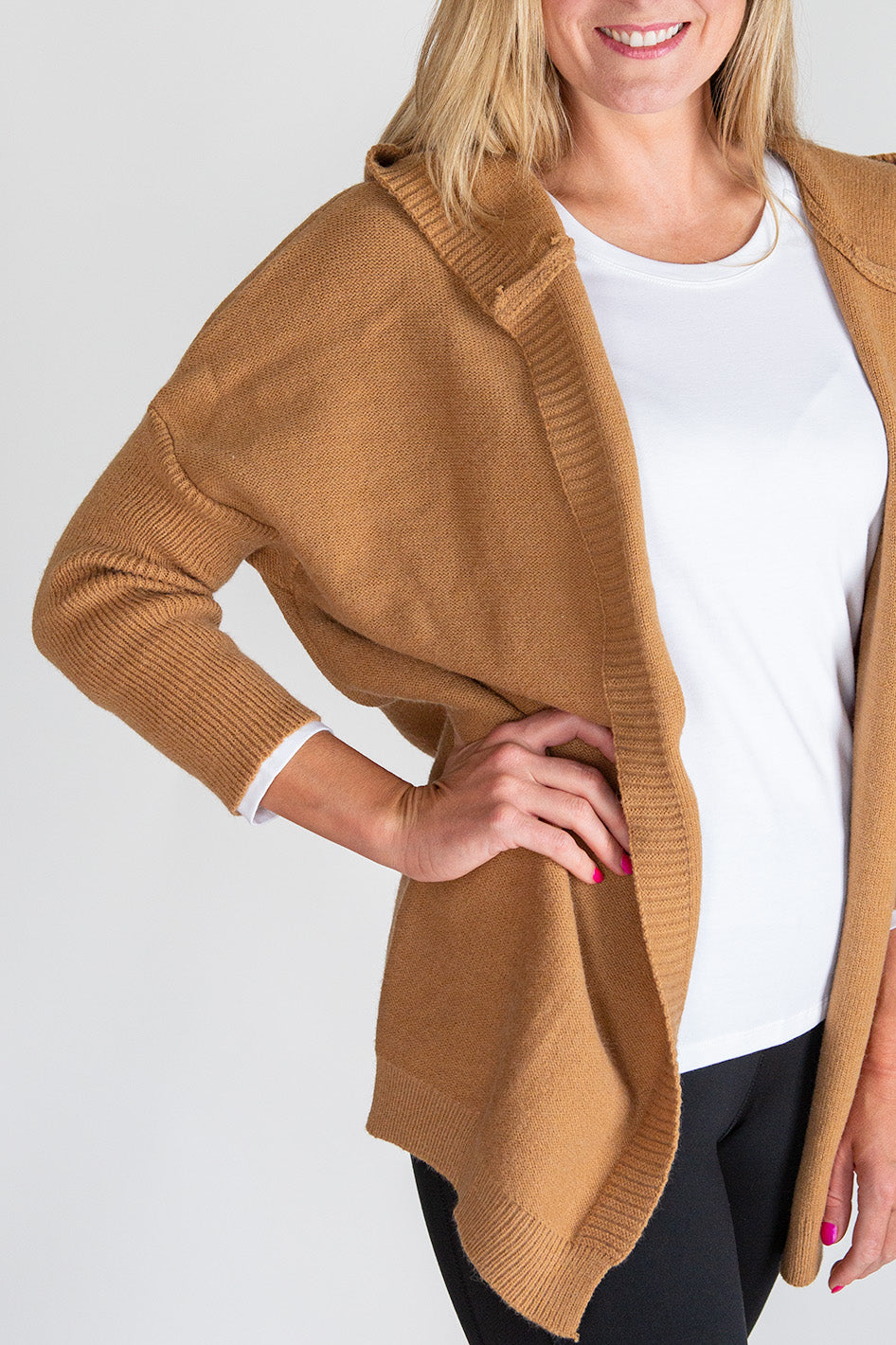 Tan hooded online cardigan