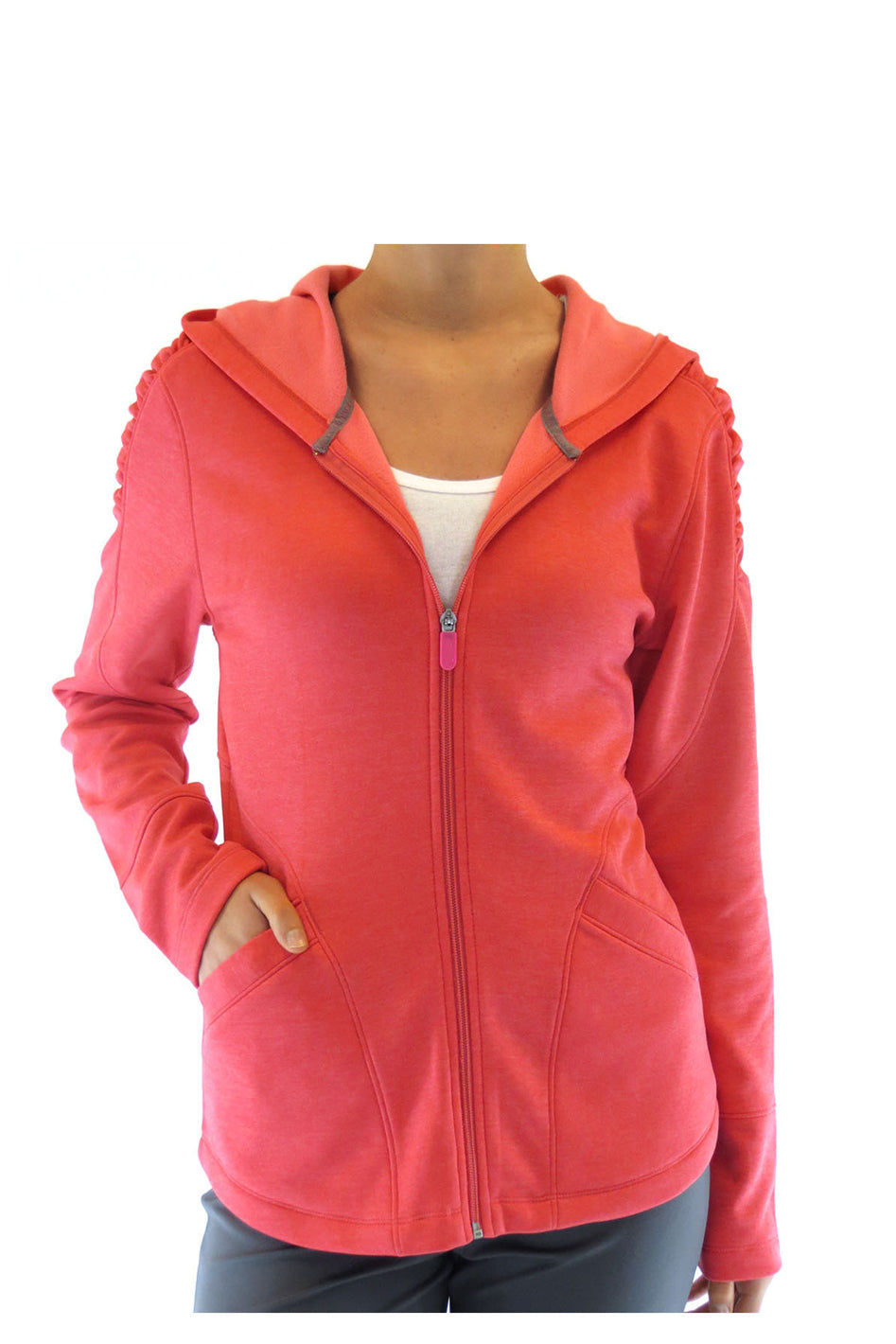 Coral zip up store hoodie