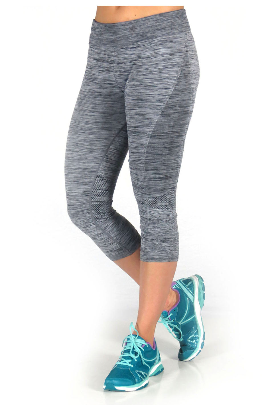 Tek Gear Pants Woman's Drytek M Workout Legging Gray Polyester Spandex